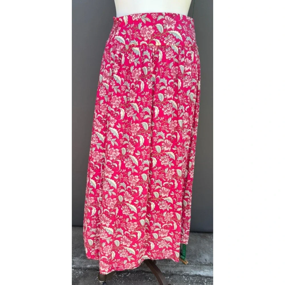 Natural Life Lisa Skirt XL Red Floral Maxi Spring Colorful Hippie Boho Cottage
